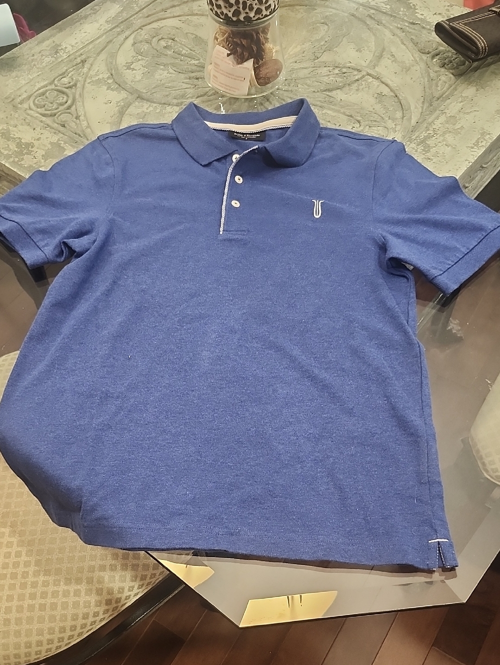 ⭐BRUUN & STENGADE Mens Small Navy Polo Golf Shirt Cotton / Lycra Like New